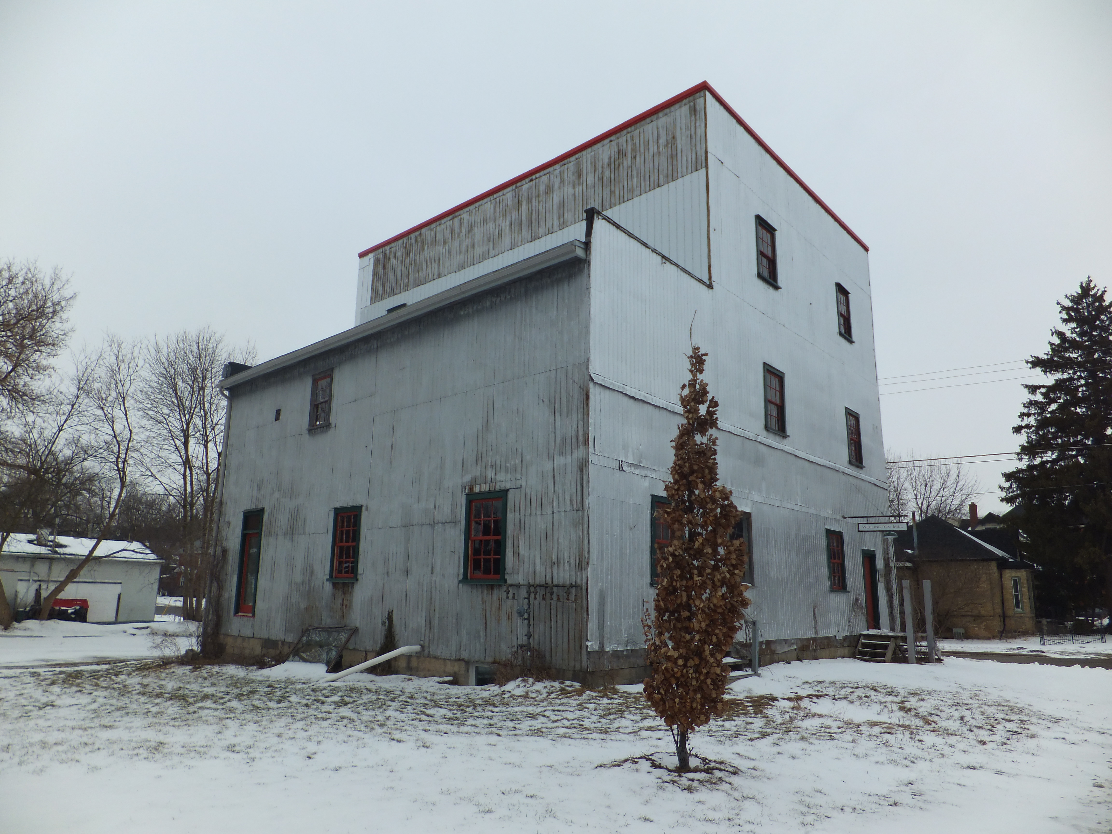 Corregated galvanized metal siding, Industrial style building