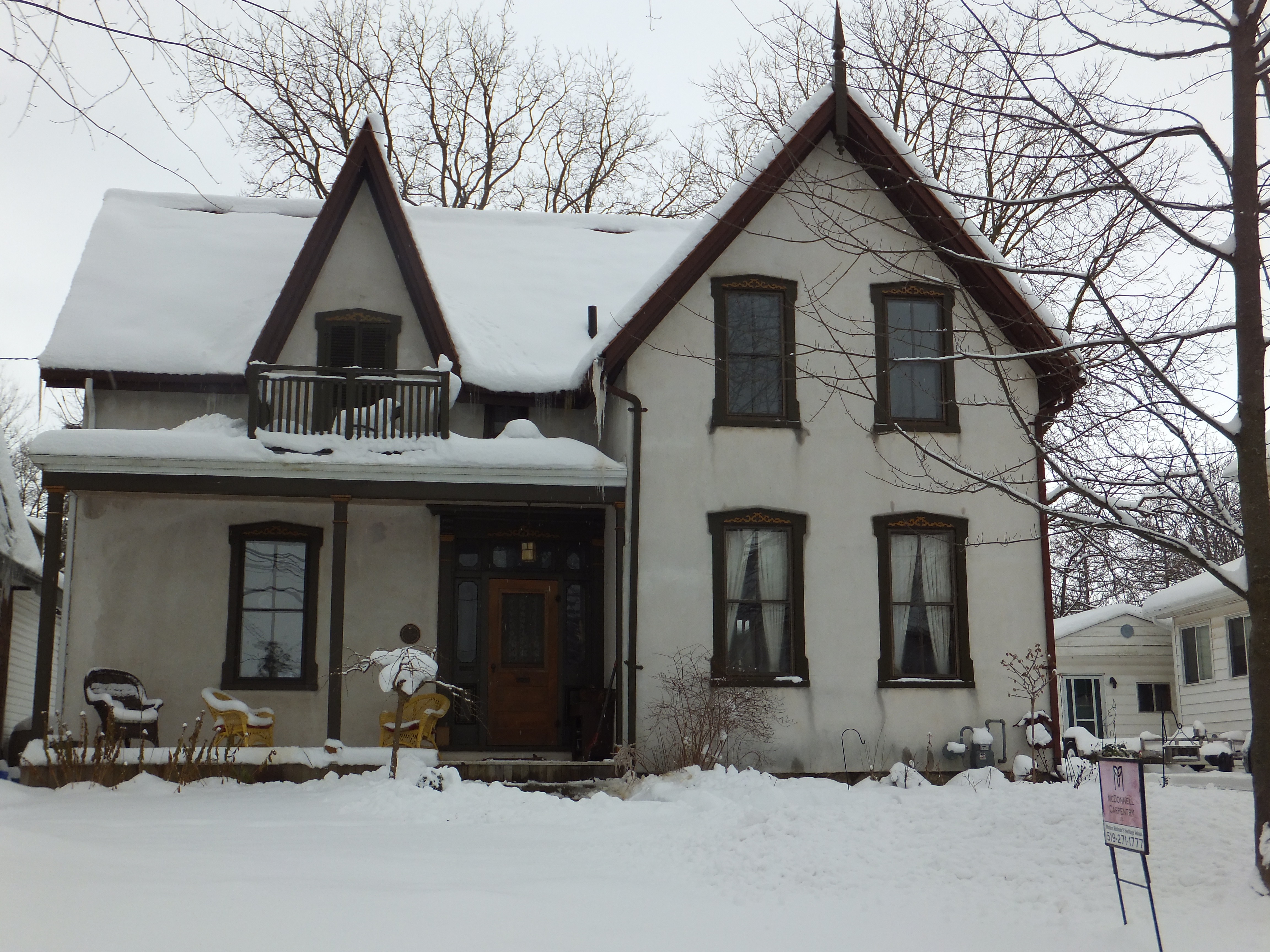 Stucco Gothic Revival style house