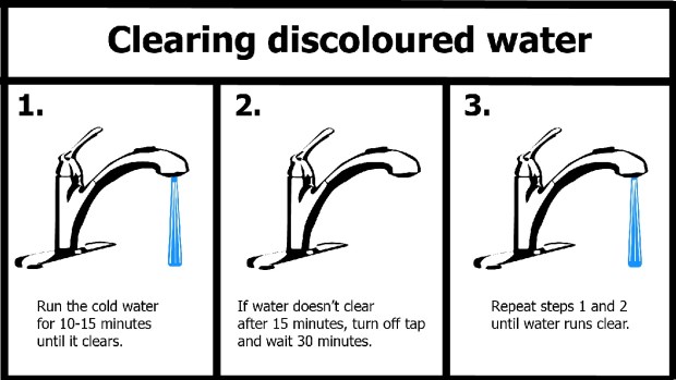 Run a cold tap close to meter for 10-15 mins. If required, turn off the tap, repeat after 30 mins.